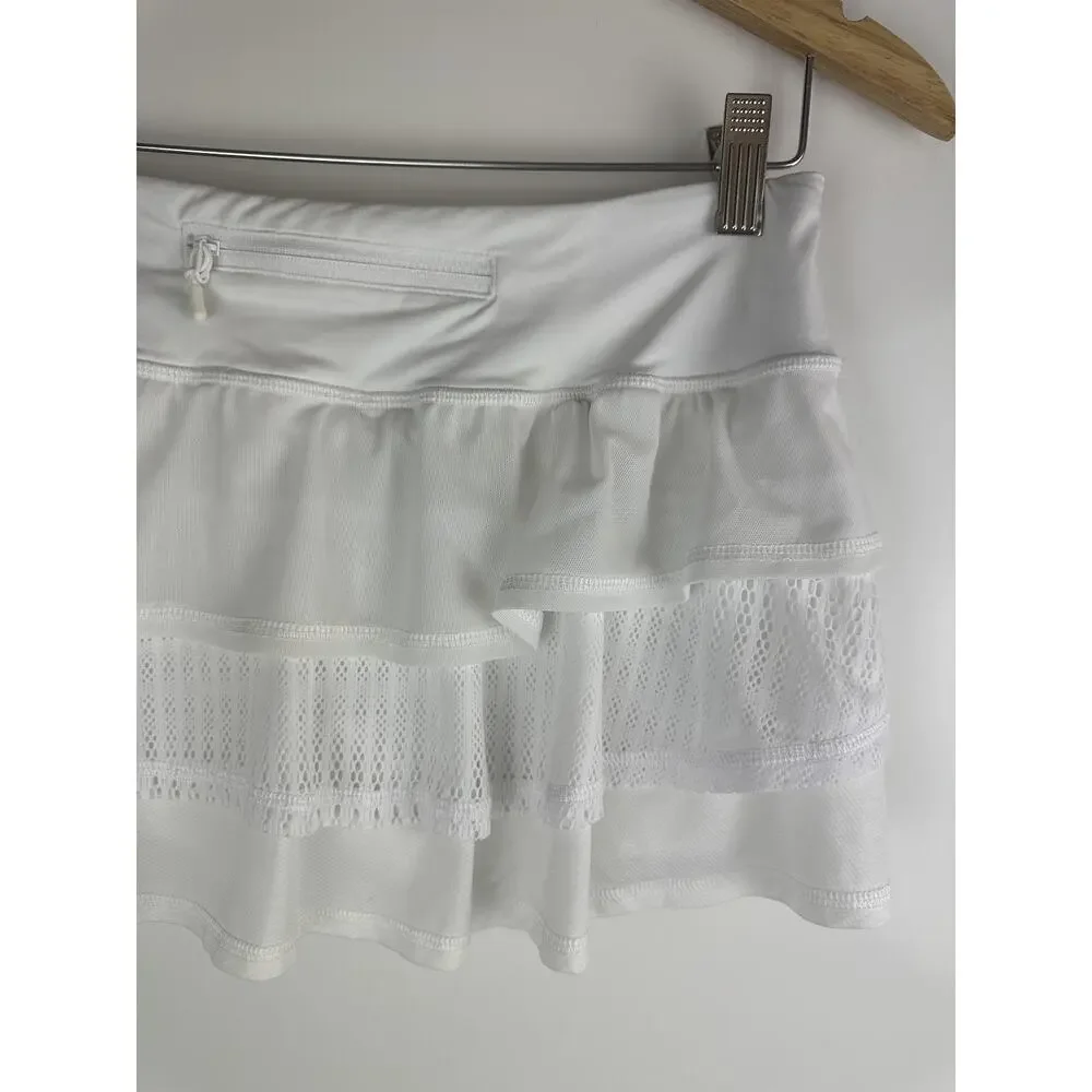 Lululemon Run Nothing to Hide Mini Micro Skort Skirt Shorts Tiered White Size 6 - Picture 11 of 16